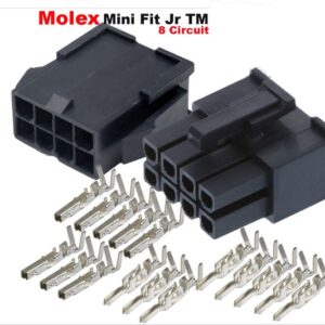 Conector molex de 8 pines / Molex 8-Pin Black Connector Pitch 4.20mm, w/18-24 AWG Pin Mini-Fit Jr
