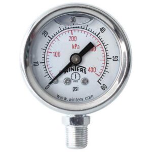 MANOMETRO 0-40 BAR; 100mmn (4"); SIN GLISERINA; ACERO INOX / STAINLESS STEEL; PARTE ROSCABLE LOWER MOUNT(LM) 1/2 NPT