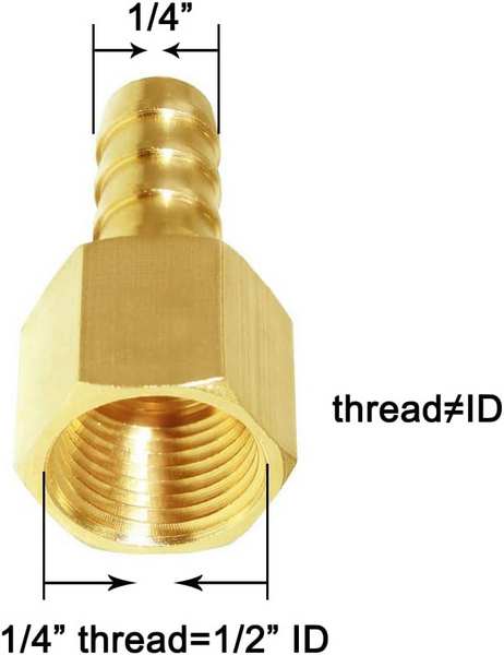 CONECTOR ESPIGA PARA MANGUERA (COLA DE GARROBO) 1/4" NPT HEMBRA A 1/4 ESPIGA / Brass Female Hose Barb 1/4 IN,1/4 NPTF