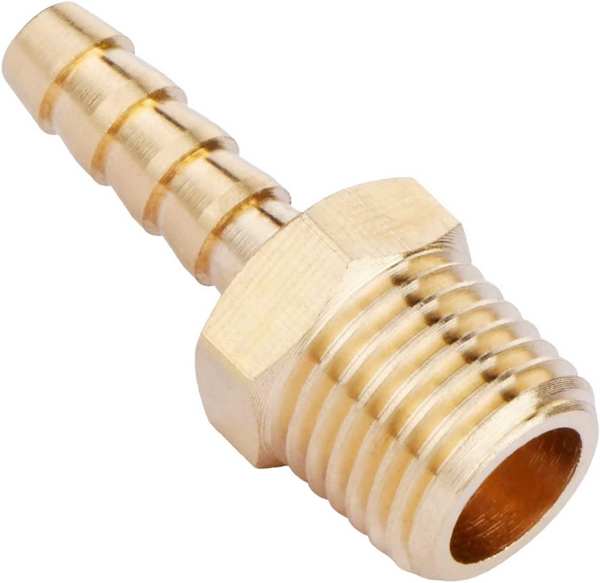 CONECTOR ESPIGA PARA MANGUERA (COLA DE GARROBO) 1/4" NPT MACHO A 1/4" ESPIGA / Brass Male Hose Barb 1/4 IN,1/4 NPTM; natural golden