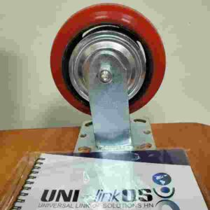 RUEDA DE POLIURETHANO 6"  (152mm) X 49mm C/BASE FIJA / PU WHEEL W/6203 BEARING; PLATE 100X114mm; MEDIUM HEAVY DUTY  CASTER RIGID BASE