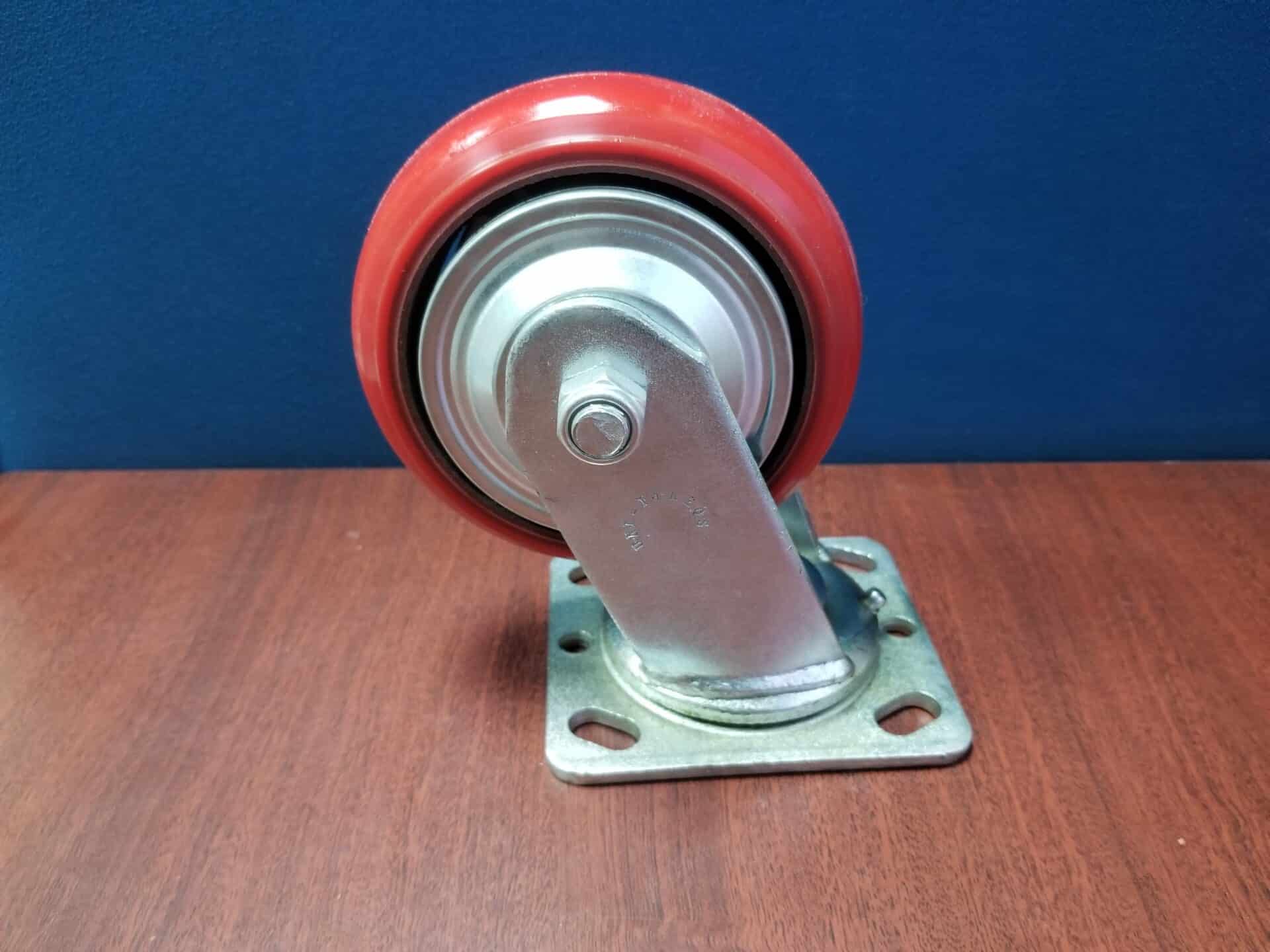 RUEDA DE POLIURETHANO 3&Prime;(76mm)X38mm C/BASEGIRATORIA C/BALINERA DE AGUJA / PU WHEELW/NEEDLE BEARING