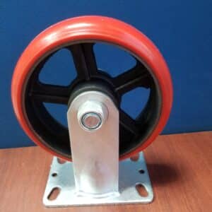 RUEDA DE POLIURETANO 8" (203mm) X 60mm C/BASE FIJA / PU WHEEL W/6204ZZ BEARING