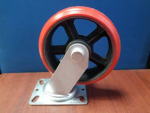 RUEDA DE POLIURETANO 8" (203mm) X 60mm C/BASE GIRATORIA / PU WHEEL W/6204ZZ BEARING