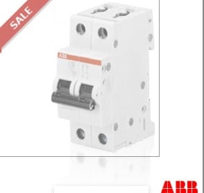 BREAKER PARA RIEL DIN 2 POLOS 6 AMP  (ABB) ( S202-C6 Interruptor automático - 2P - C - 6 A)