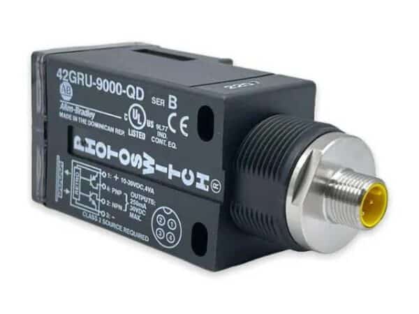 Sensor, Photoelectric, Retro-Reflective, 10 - 30 Volt DC, Visible Red Beam Source, 9.1 meter, Sensing Distance, 4 Pin DC Micro Connector