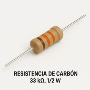 Resistencia de Carbón 33k ohmios, 1/2 W