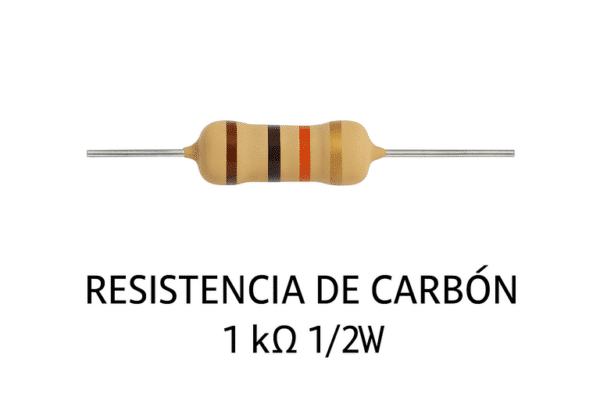 Resistencia de Carbón 1K ohmios, 1/2 W