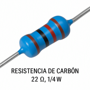 Resistencia de Carbón 22 ohmios, 1/4 W