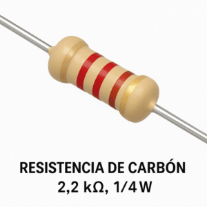 Resistencia de Carbón 2.2k ohmios, 1/4 W