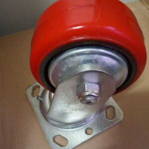 RUEDA DE POLIURETHANO 6" (152mm) X 60mm C/BASE GIRATORIA / PU WHEEL W/6204 BEARING; PLATE 114X160mm HEAVY DUTY  CASTER SWIVEL BASE Cap.750Kgs