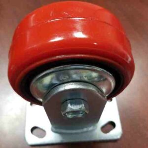 RUEDA DE POLIURETHANO 6"  (152mm) X 60mm C/BASE FIJA / PU WHEEL W/6204 BEARING; PLATE 114X160mm; HEAVY DUTY  CASTER RIGID BASE Cap.750Kgs