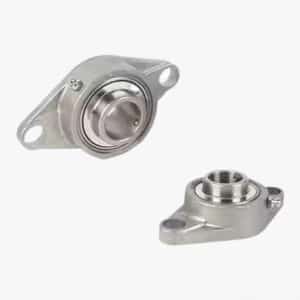 CHUMACERA DE PARED 2 AGUJEROS (SUCFL203: SFL203 + RODAMIENTO SUC203) EJE 17MM ACERO/INOXIDABLE