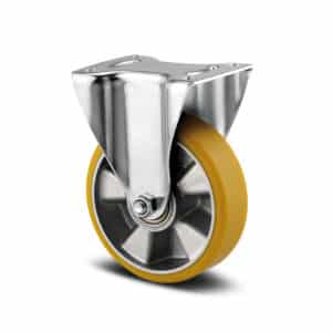 UEDA FIJA DE 5X2" Fixed Castors Polyurethane; 125 mm x 50mm; 137 x 115 mm; 300 kg; D 42 Shore; precision ball bearing 6202-2RS